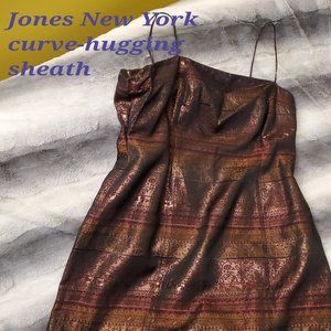 Jones New York metallic sheath with spaghetti straps, size 12